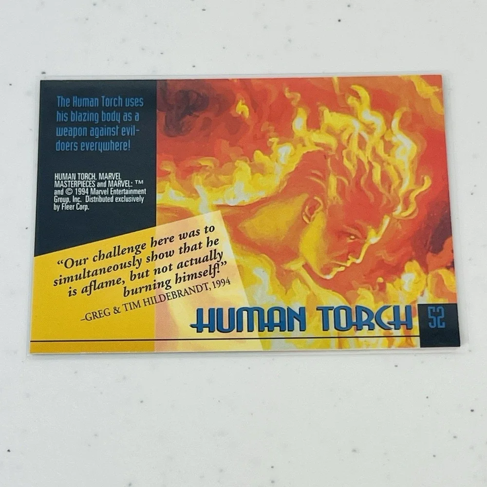 1994 Fleer Marvel Masterpieces SkyBox Human Torch #52 Hildebrandt Card